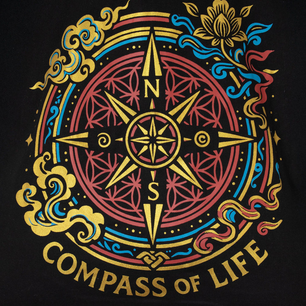Nomad Sari Iconic Classic Tote Bag - Compass of Life - Black 6oz