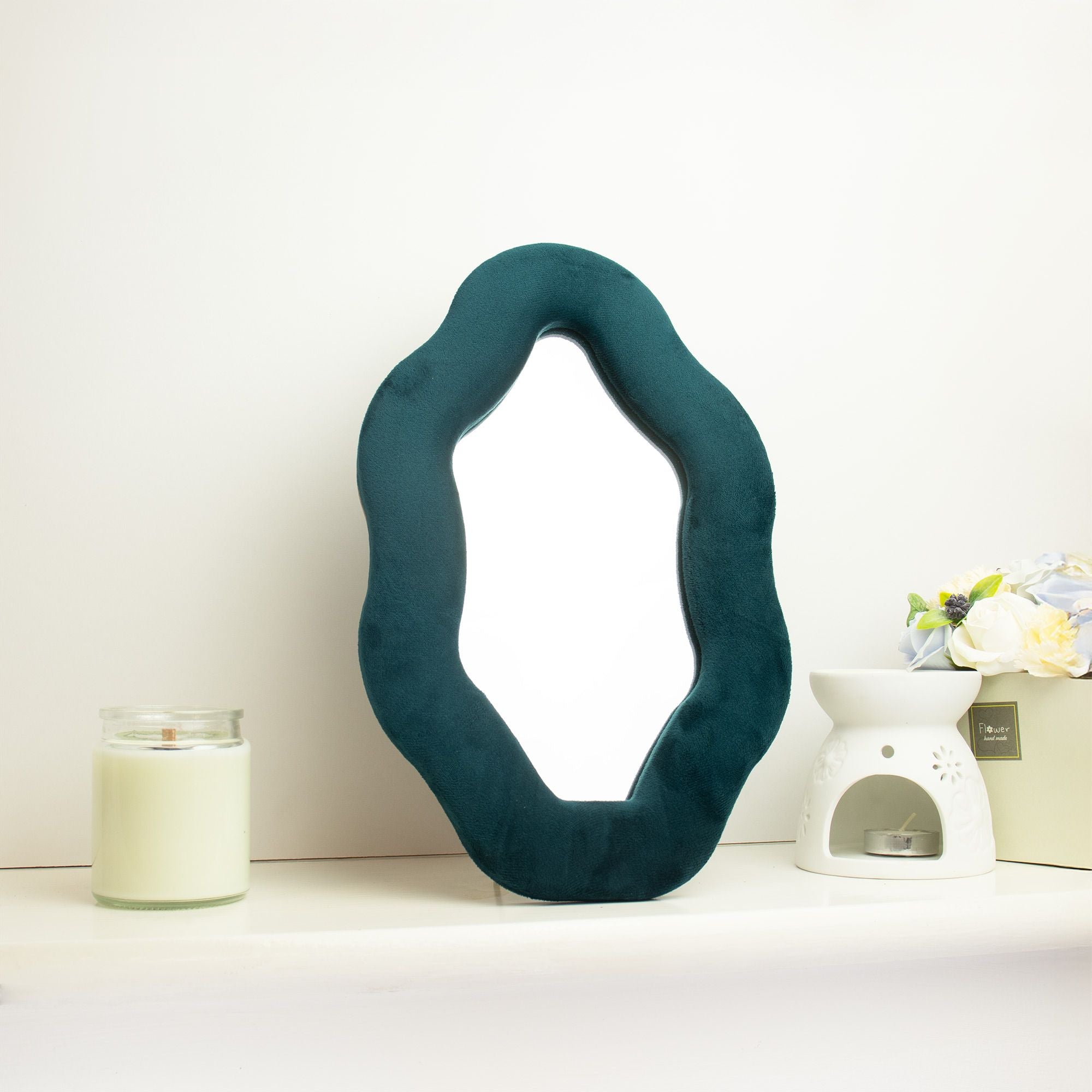 Soft Squiggly Mirror – Oval Pebble – Royal Teal (20.5x32.5x2.3cm)