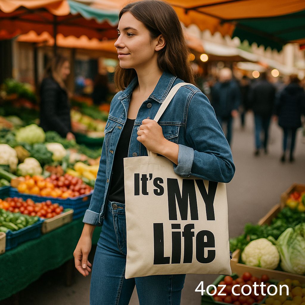 Nomad Sari Iconic Basic Tote Bag - It's My Life - Natural 4oz