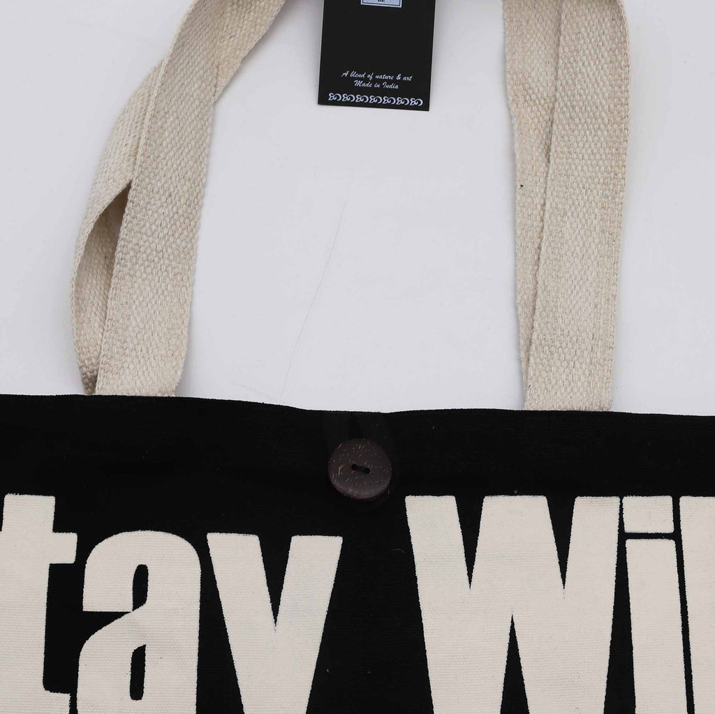 Nomad Sari Iconic Classic Tote Bag - Stay Wild, Mood Child - Black & Natural 10oz