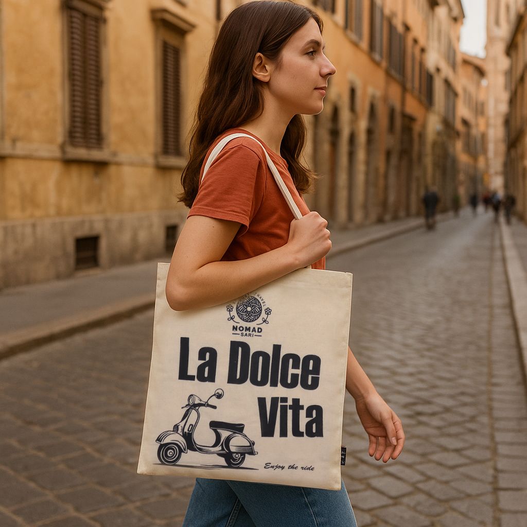 Nomad Sari Iconic Basic Tote Bag - La Dolce Vita - Natural 4oz