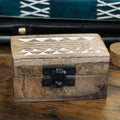 White Washed Wooden Box – Pill Box Aztec Design