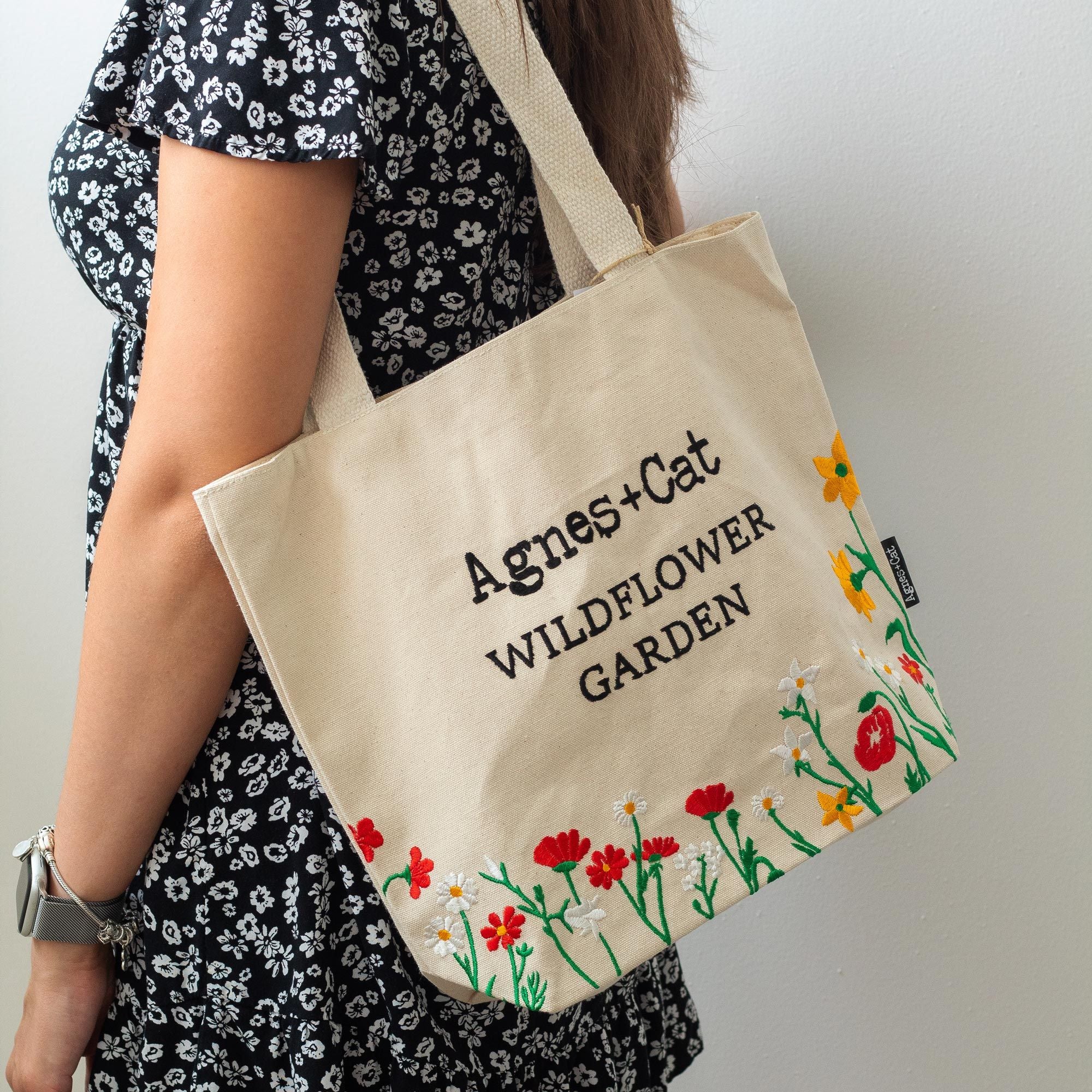 Agnes + Cat Wildflower Garden Tote Bag - Red Flowers