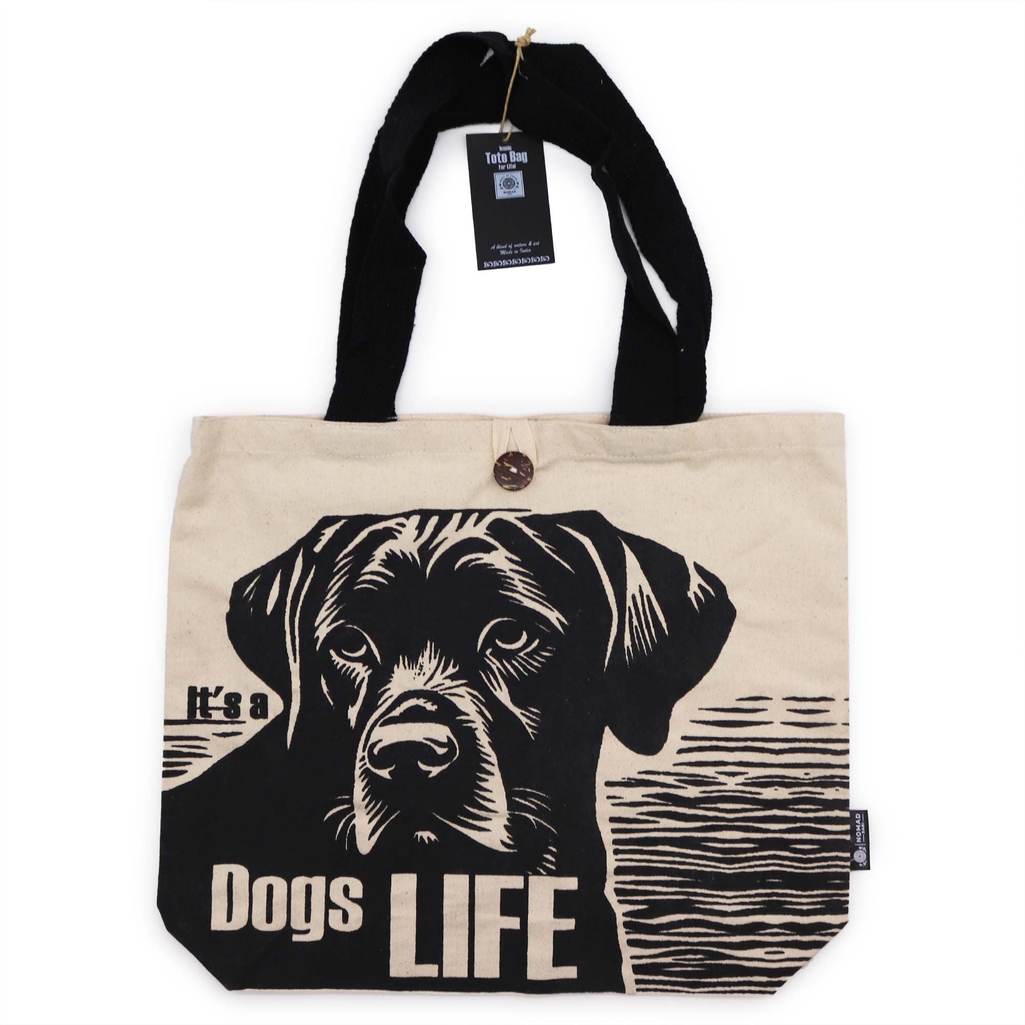 Nomad Sari Iconic Classic Tote Bag - It's a Dog's Life - White 10oz