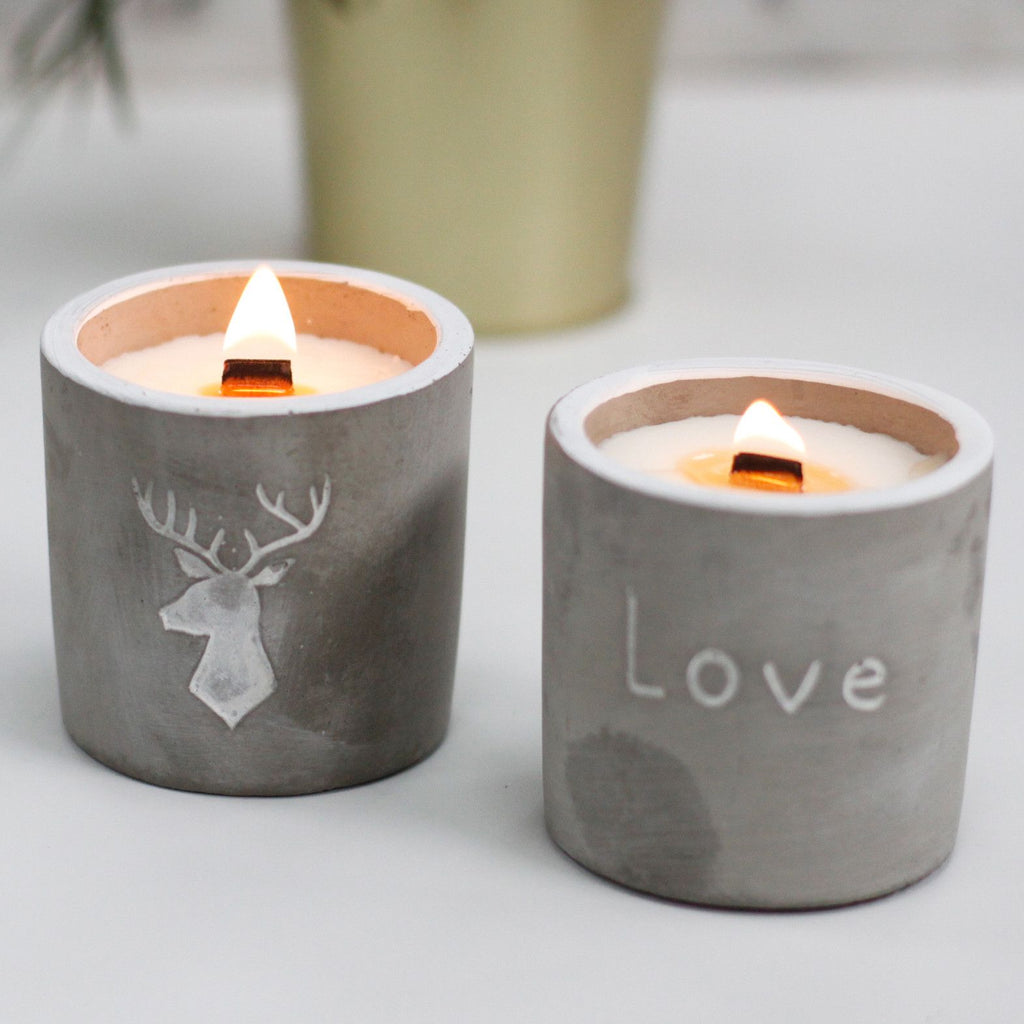 Concrete Wood Wick Candle – Whiskey & Woodsmoke (Medium)