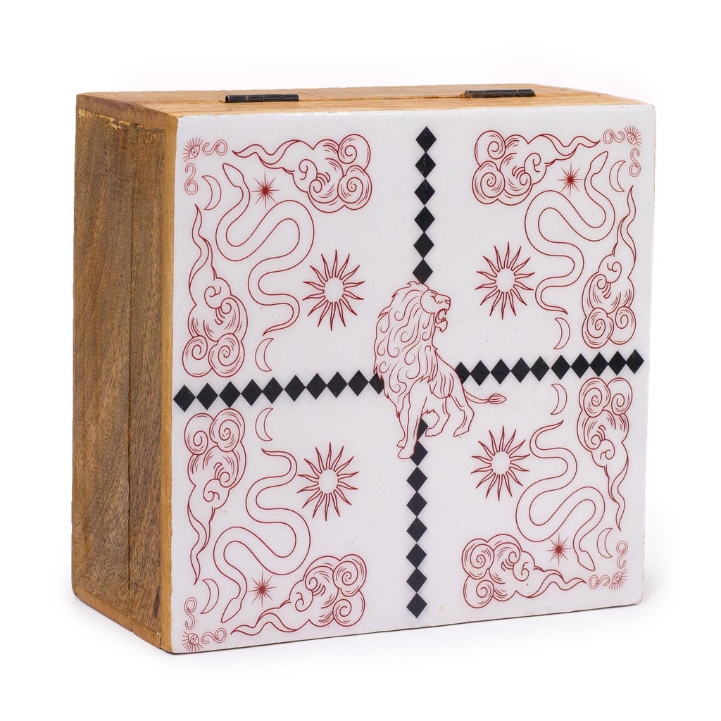 Hop Hare Big Enamelled Square Box - Lion & Snakes