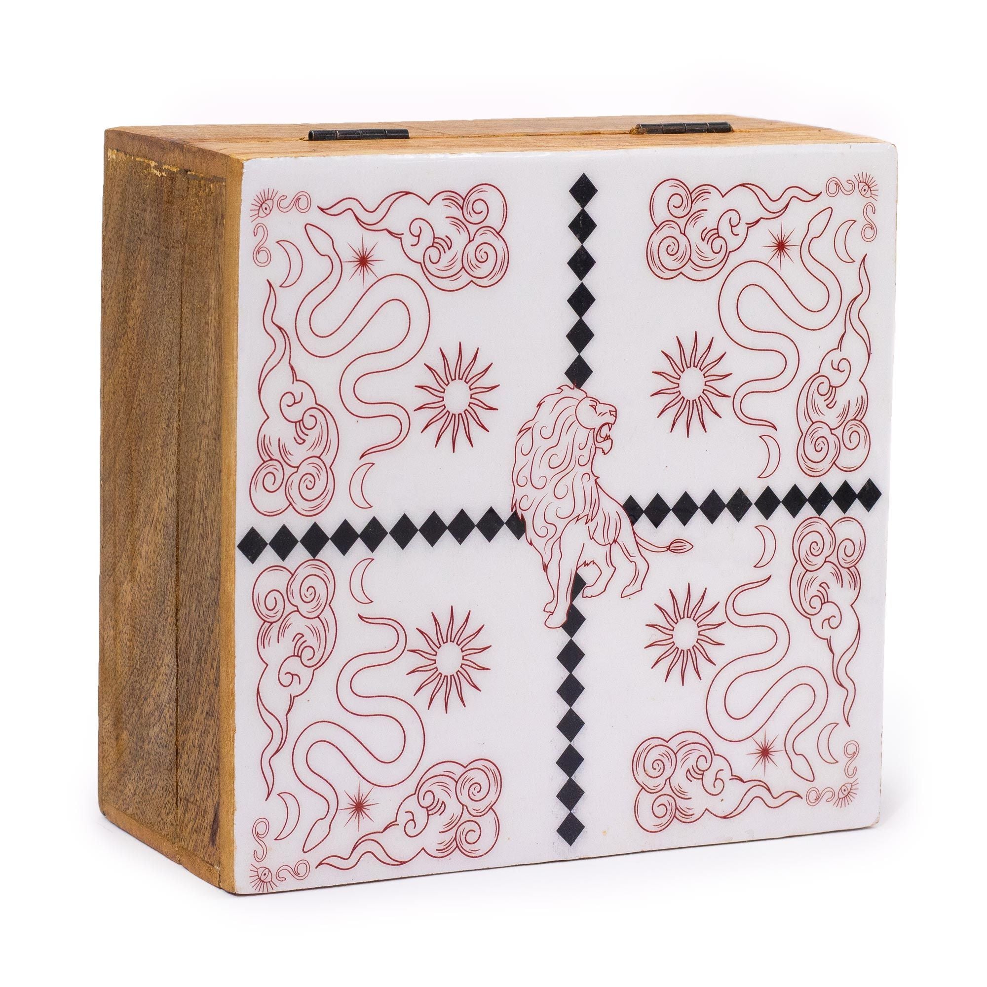 Hop Hare Big Enamelled Square Box - Lion & Snakes