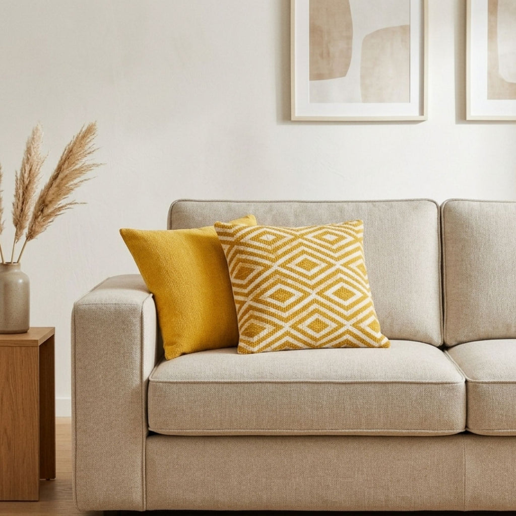 Classic Cushion Cover - Mustard Diamonds - 45x45cm