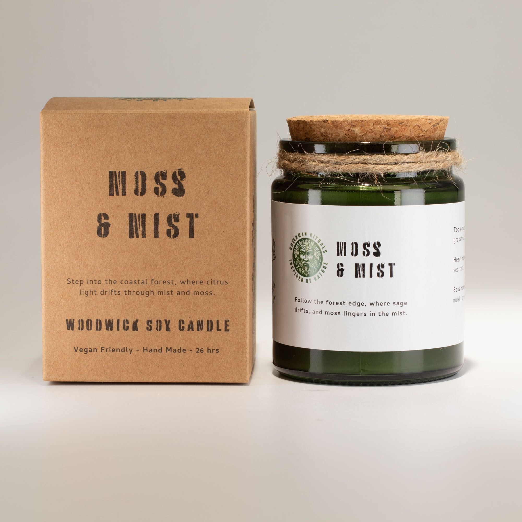 Greenman Woodwick Soy Candle – Moss & Mist