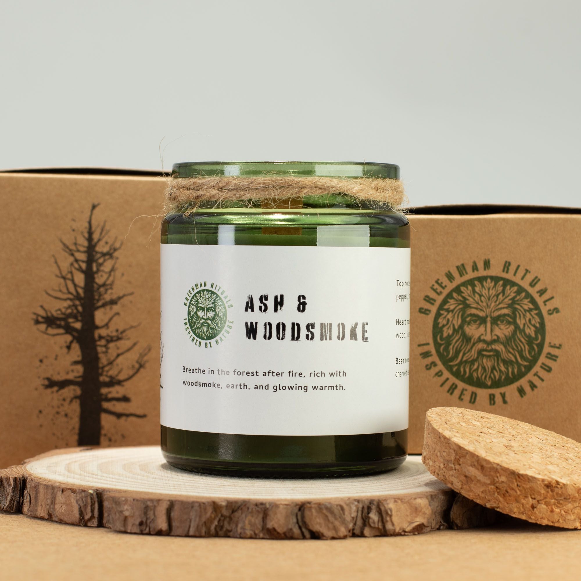 Greenman Woodwick Soy Candle – Ash & Woodsmoke