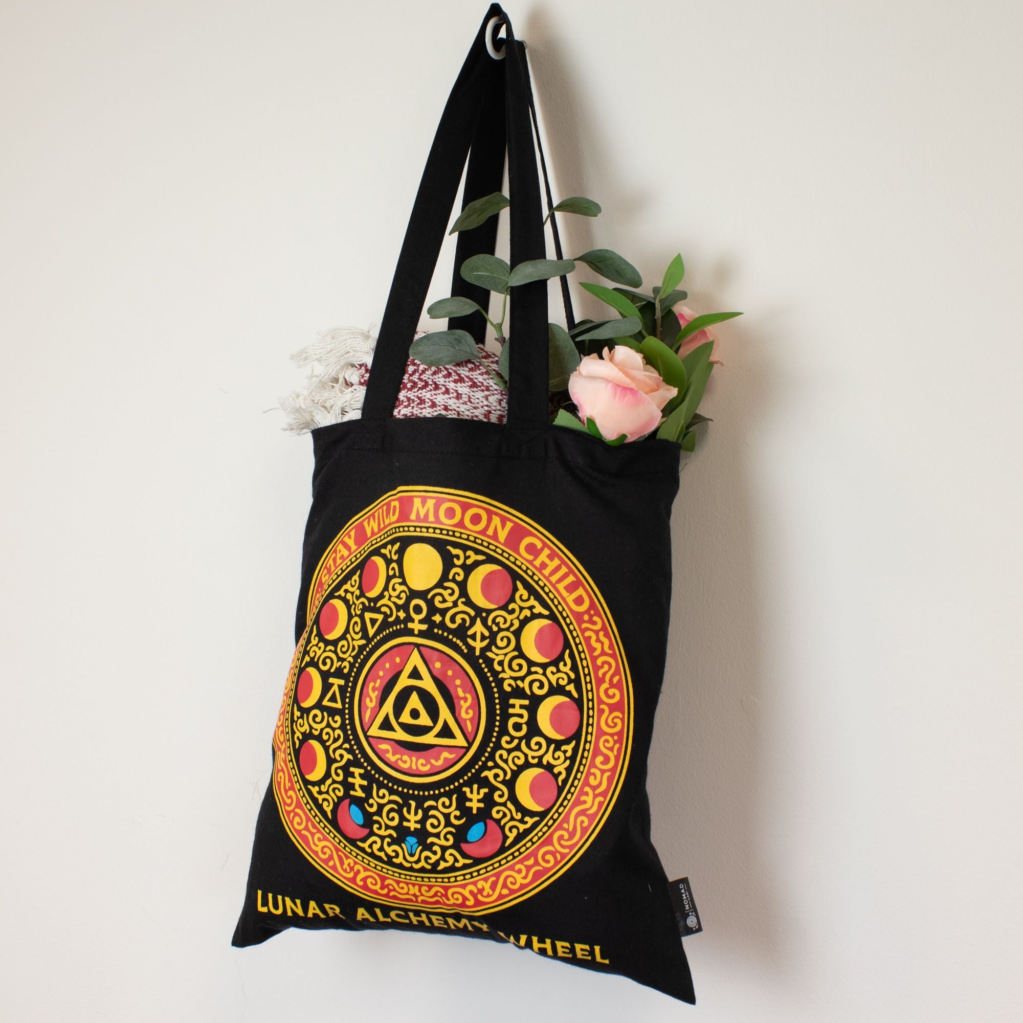 Nomad Sari Iconic Classic Tote Bag - Luna Alchemy Wheel - Black 6oz
