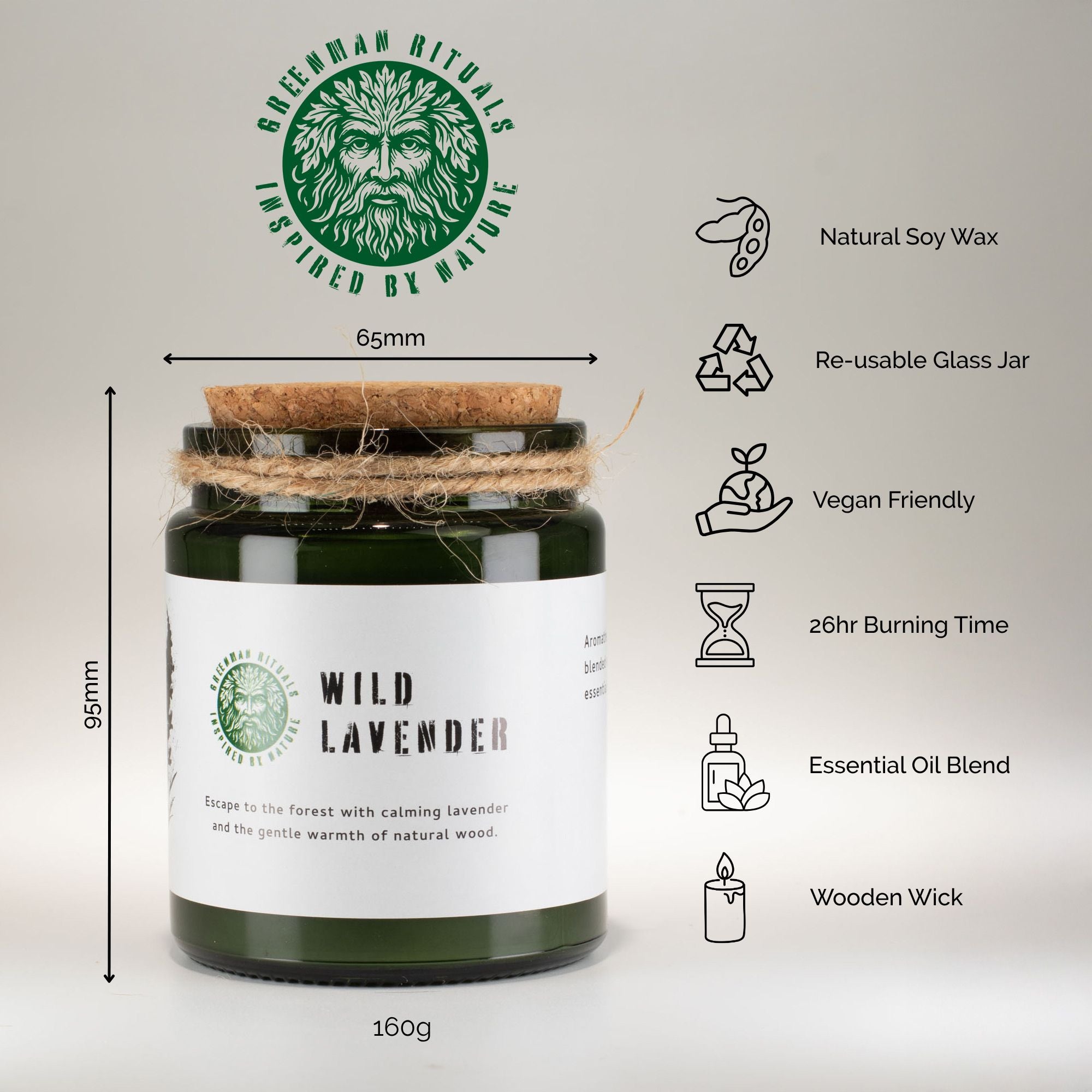 Greenman Woodwick Soy Candle – Sage & Mintwood