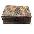 Medium Ceramic Glazed Wood Box - 15x10x6cm - Traditional Pattern