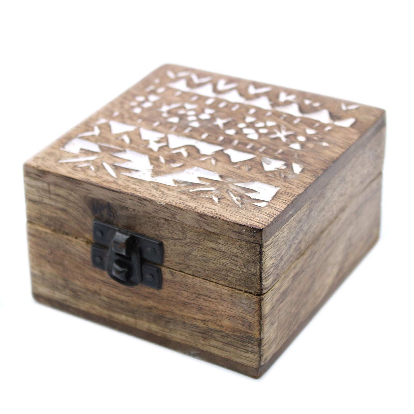 White Washed Wooden Box – 4x4 Slavic Design