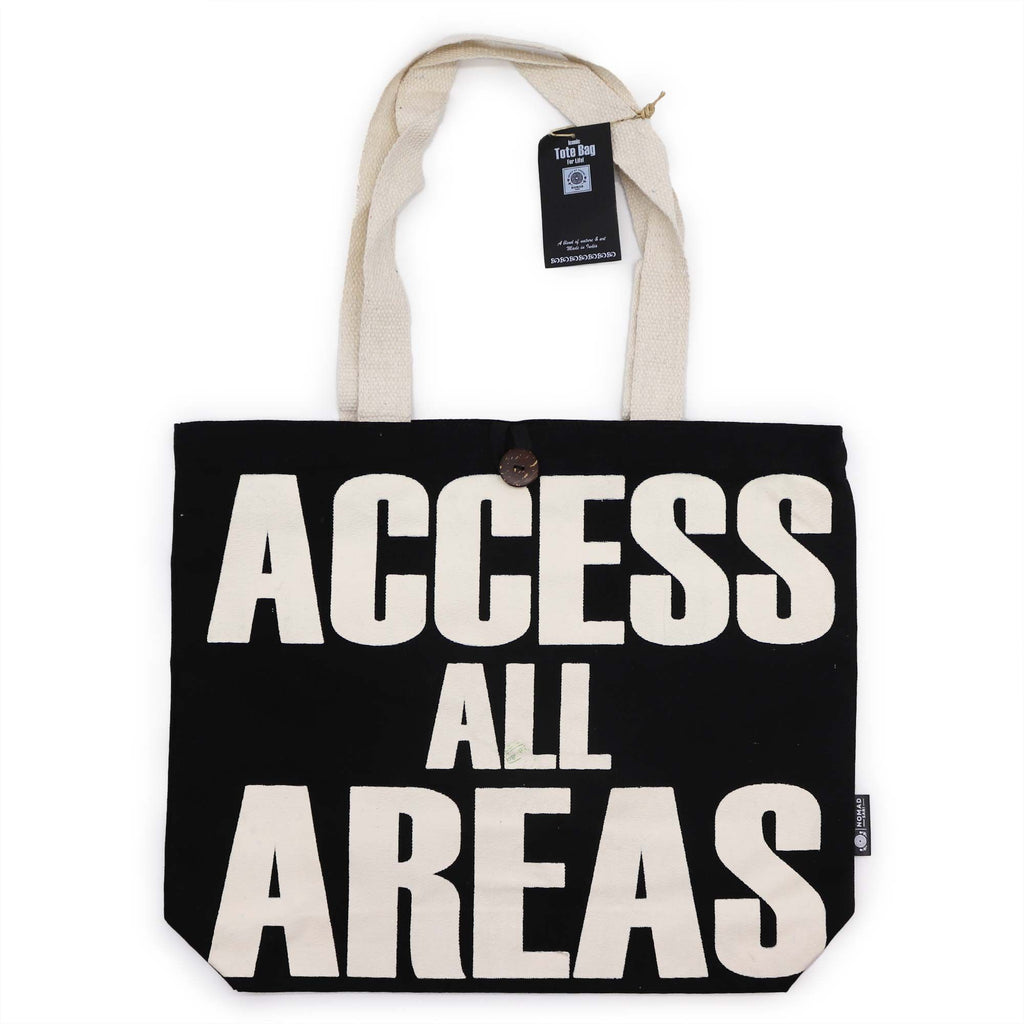 Nomad Sari Iconic Classic Tote Bag - Access All Areas - Black & Natural 10oz