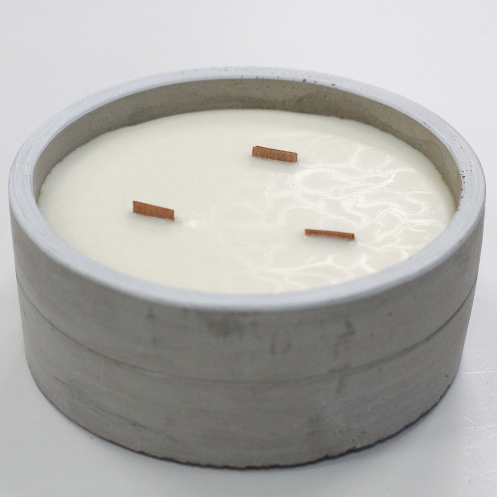 Concrete Wood Wick Candle – Crushed Vanilla & Orange (Large)