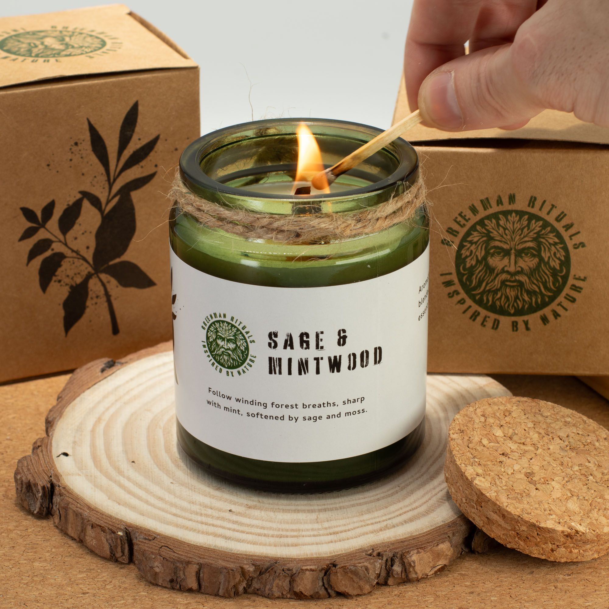 Greenman Woodwick Soy Candle – Ash & Woodsmoke