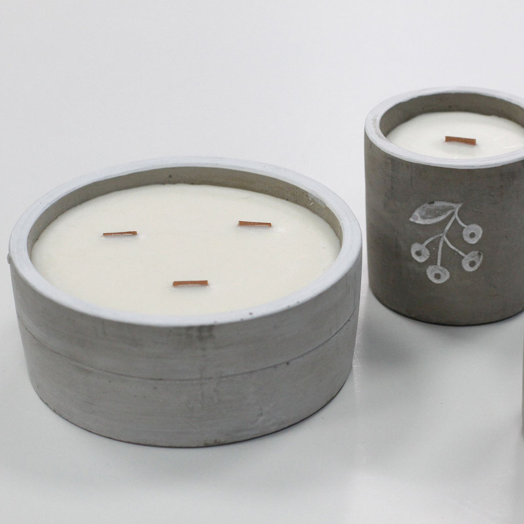 Concrete Wood Wick Candle – Crushed Vanilla & Orange (Large)