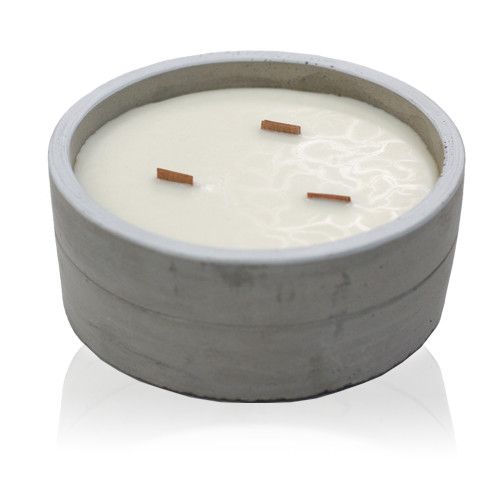 Concrete Wood Wick Candle – Crushed Vanilla & Orange (Large)