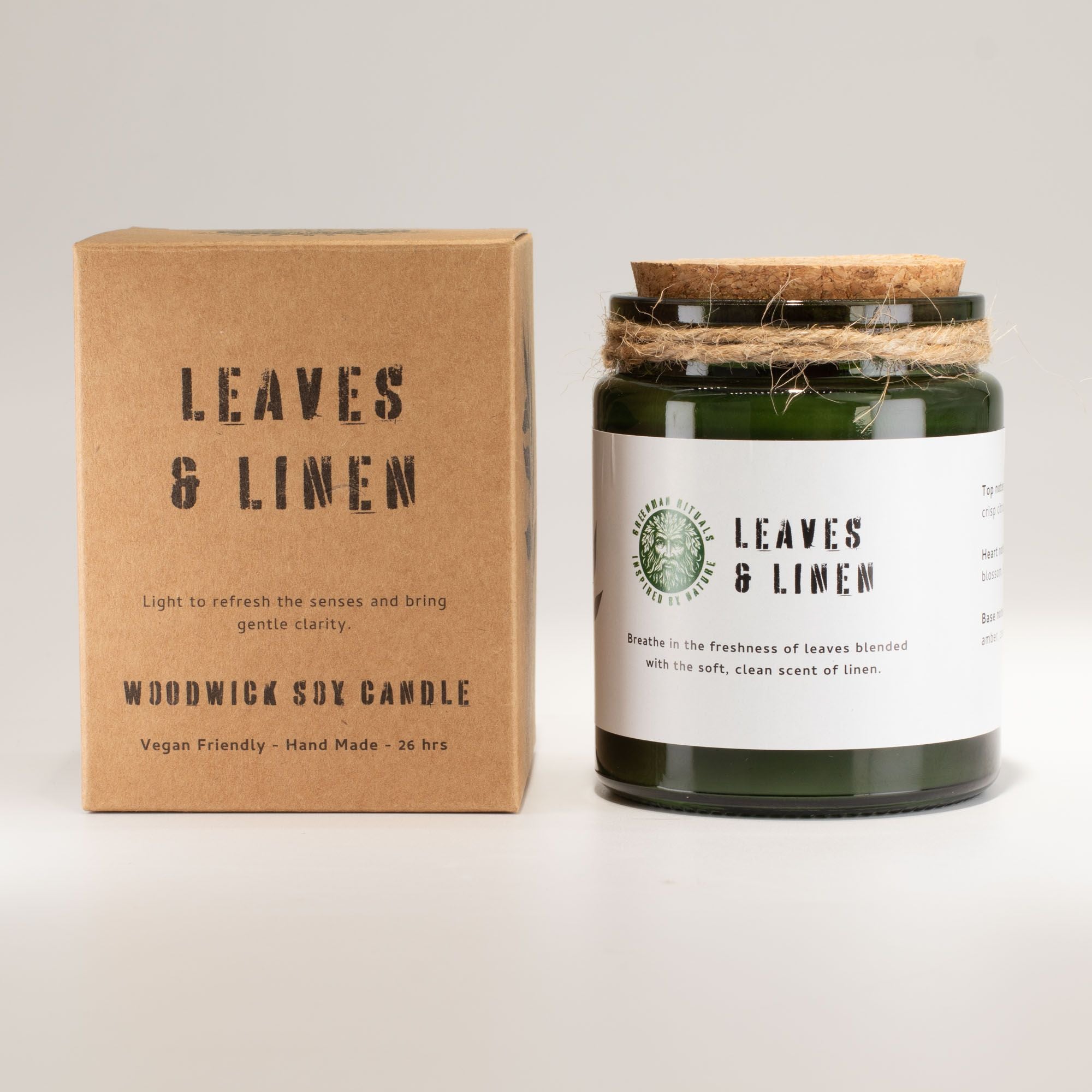 Greenman Woodwick Soy Candle – Leaves & Linen