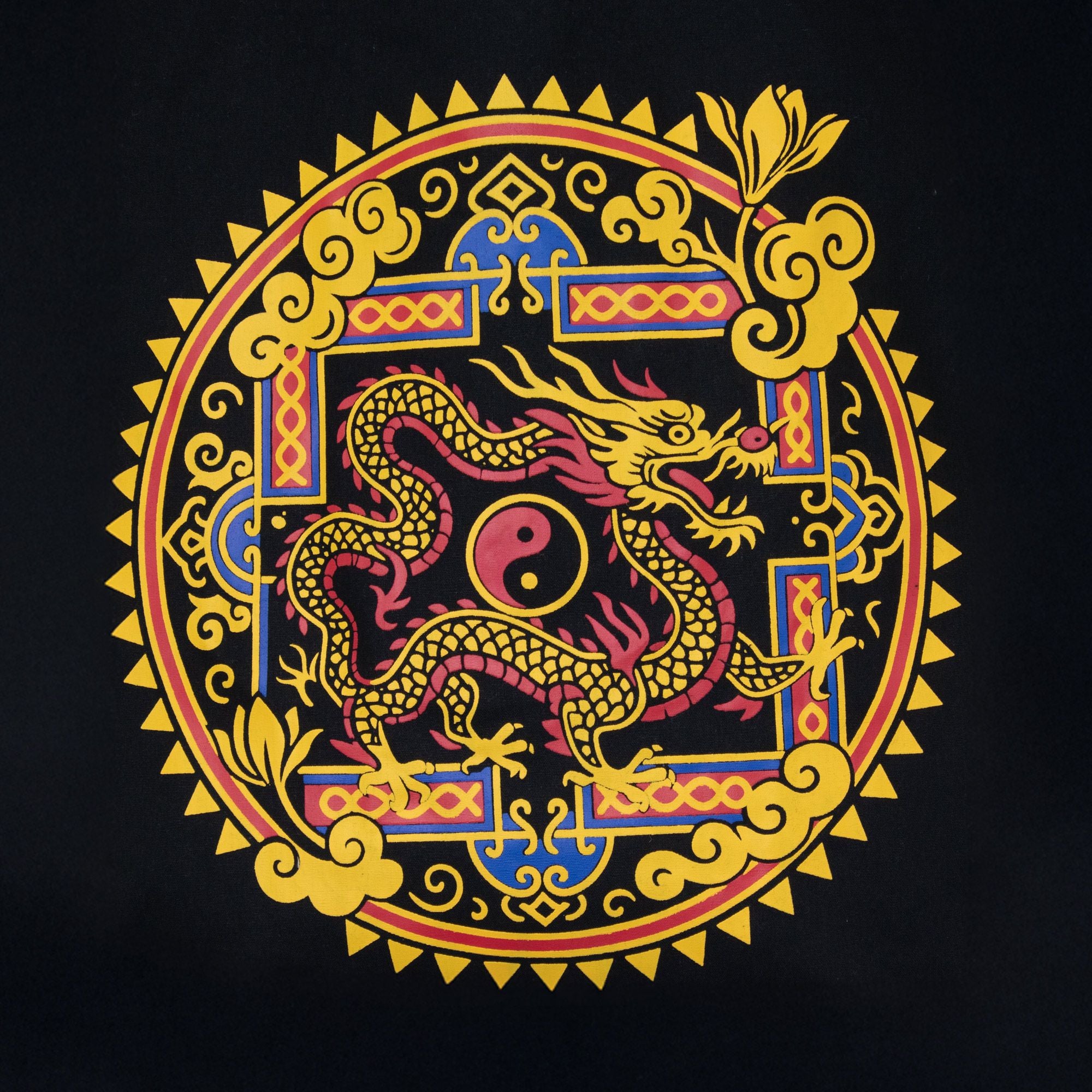 Nomad Sari Iconic Classic Tote Bag - Dragon Yin & Yang - Black 6oz