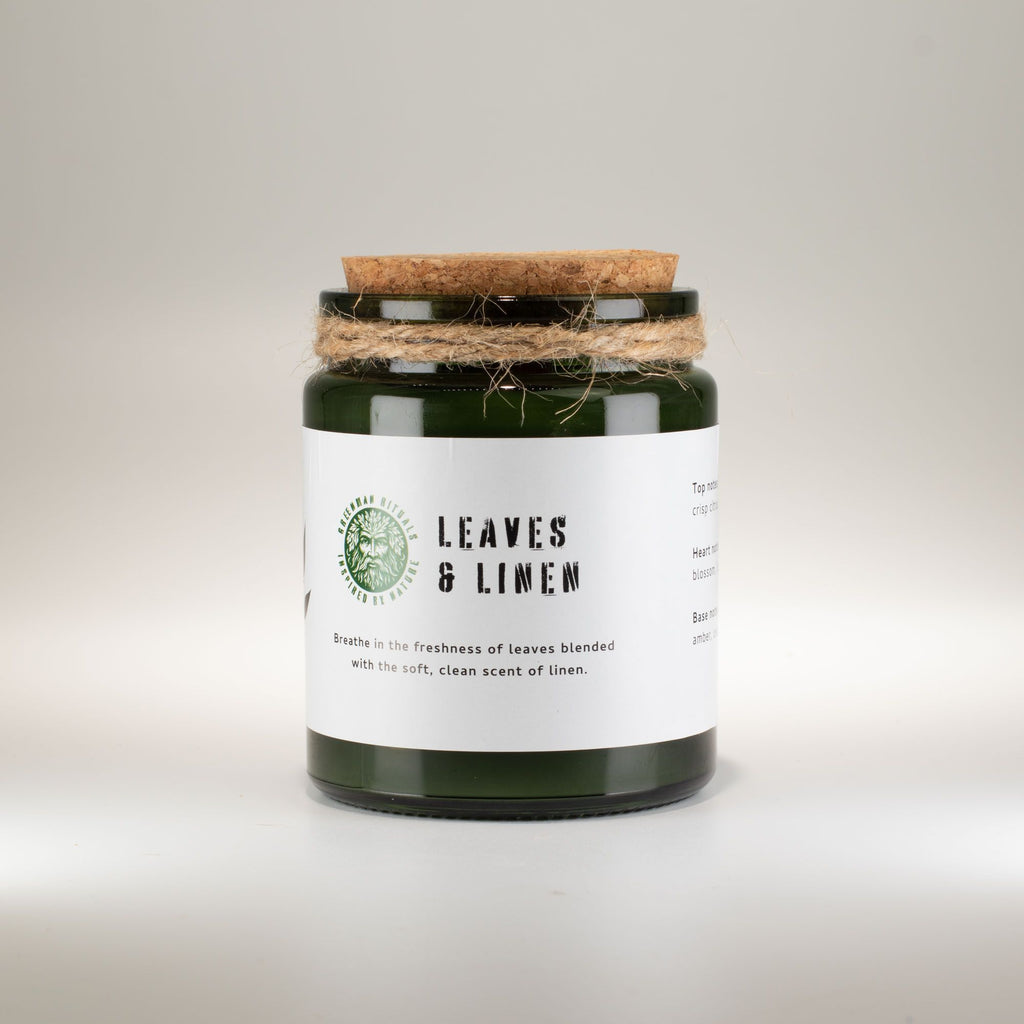 Greenman Woodwick Soy Candle – Leaves & Linen
