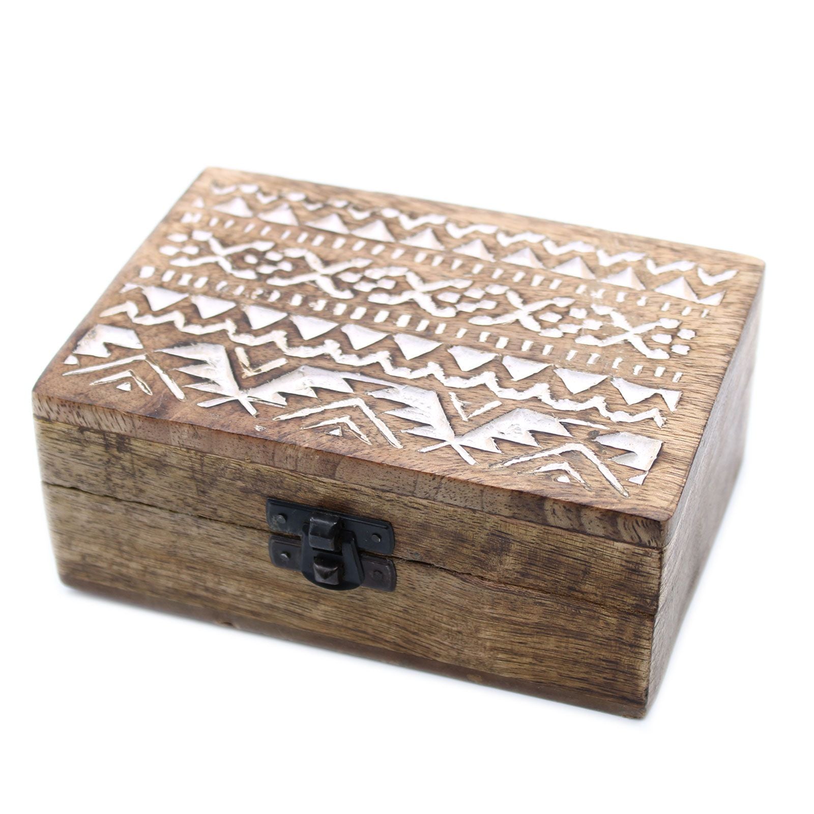 White Washed Wooden Box – 6x4 Slavic Design