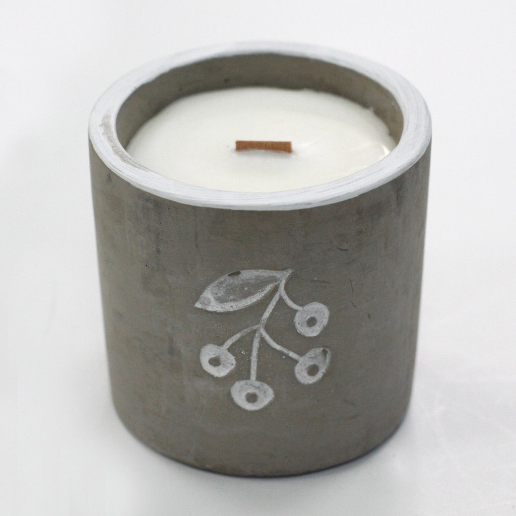 Concrete Wood Wick Candle – Juniper & Sweet Gin (Medium)