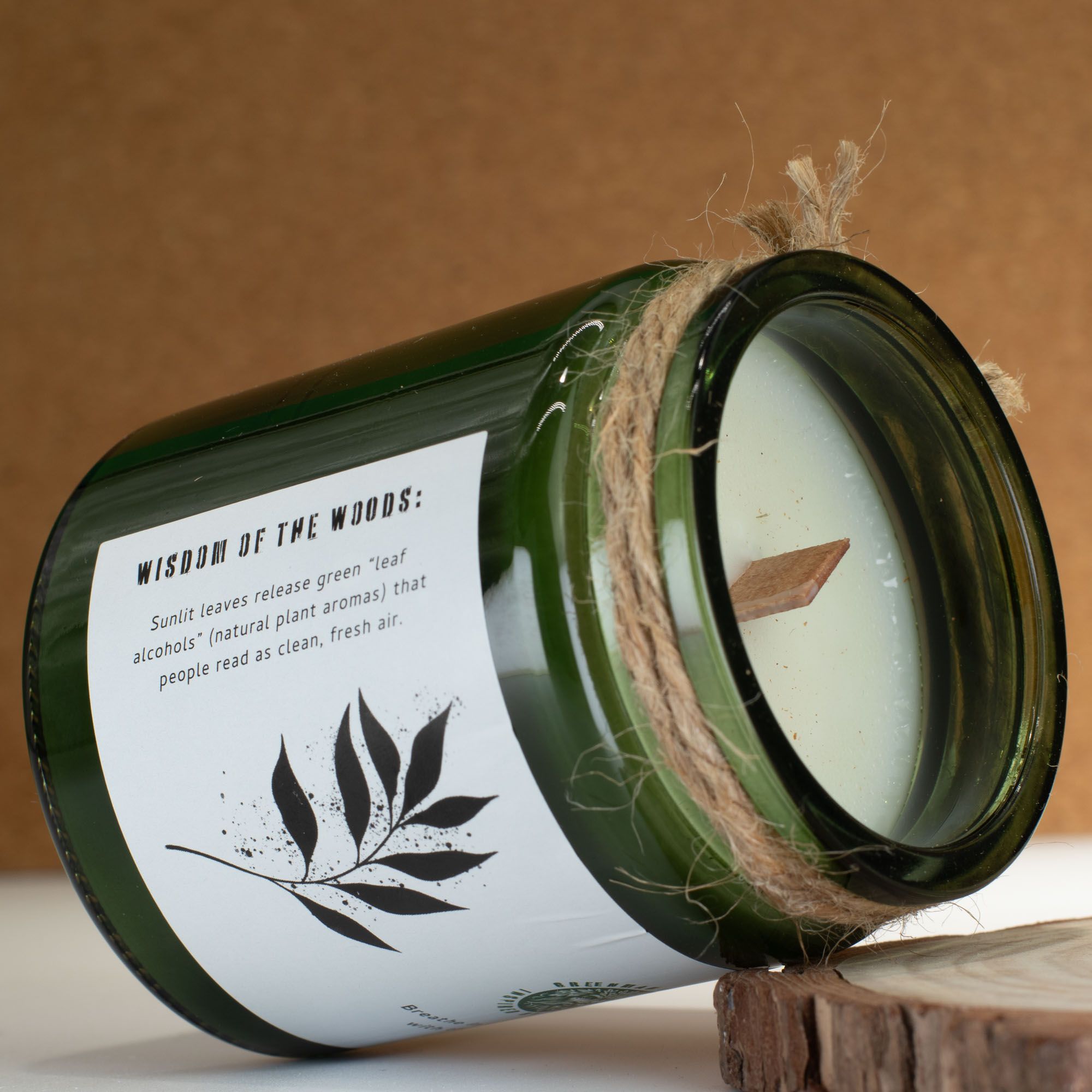 Greenman Woodwick Soy Candle – Leaves & Linen
