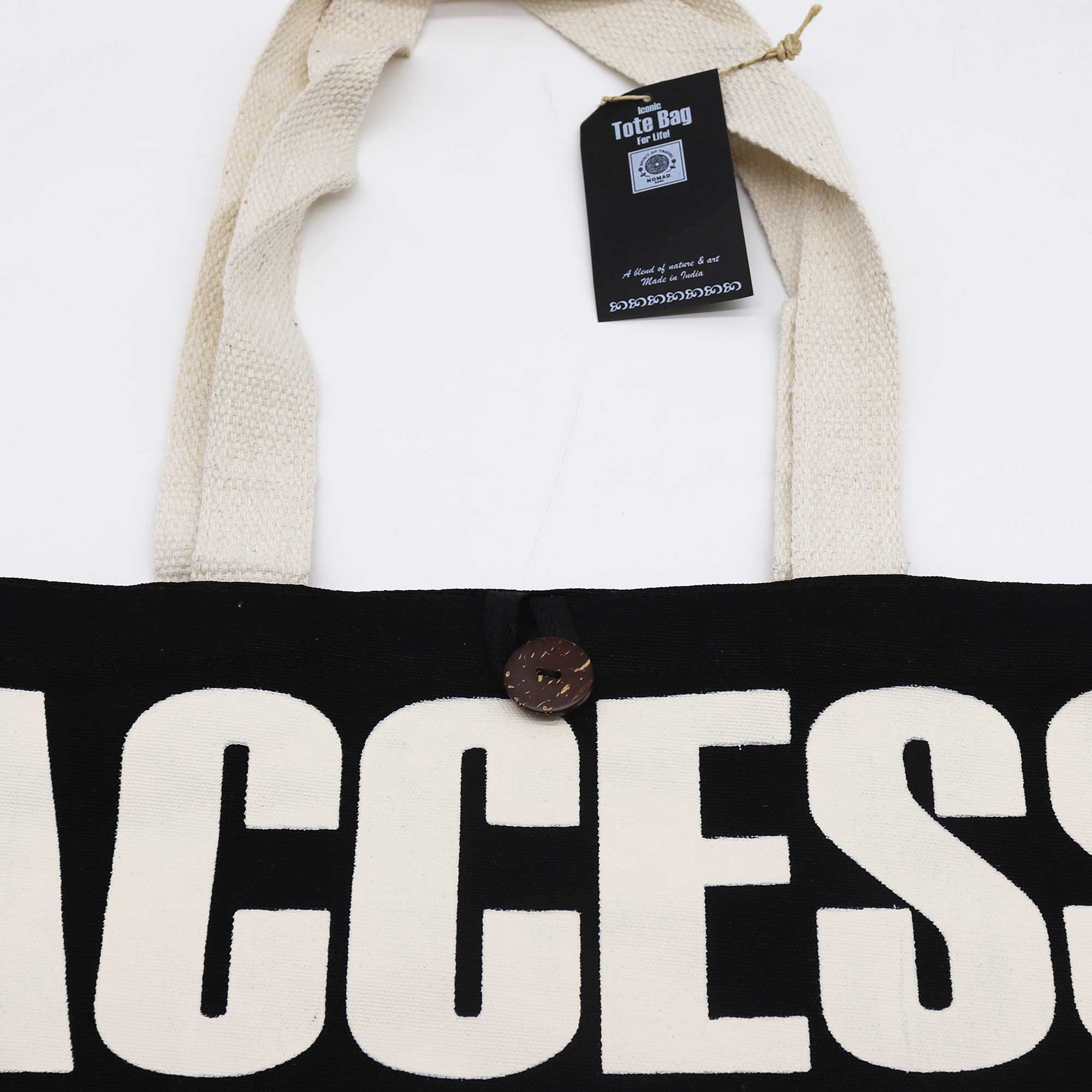 Nomad Sari Iconic Classic Tote Bag - Access All Areas - Black & Natural 10oz