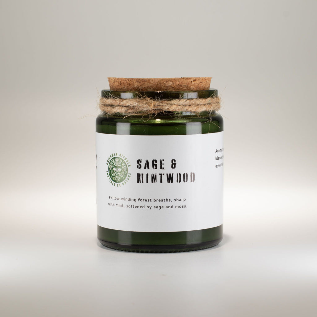 Greenman Woodwick Soy Candle – Sage & Mintwood