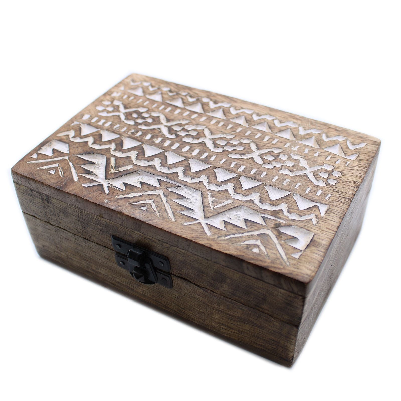 White Washed Wooden Box – 6x4 Slavic Design