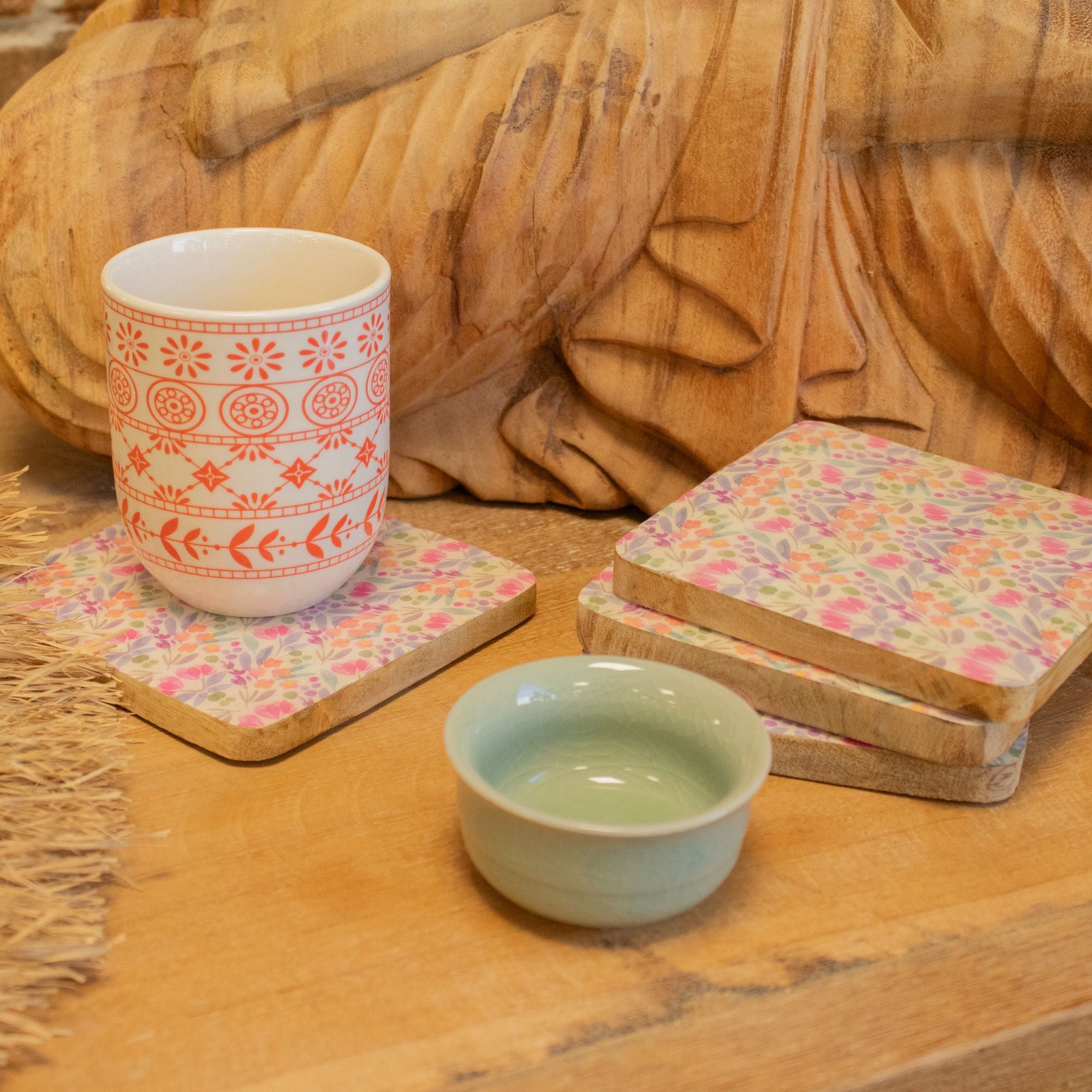 Set of 4 Square Coasters - Pretty Floral