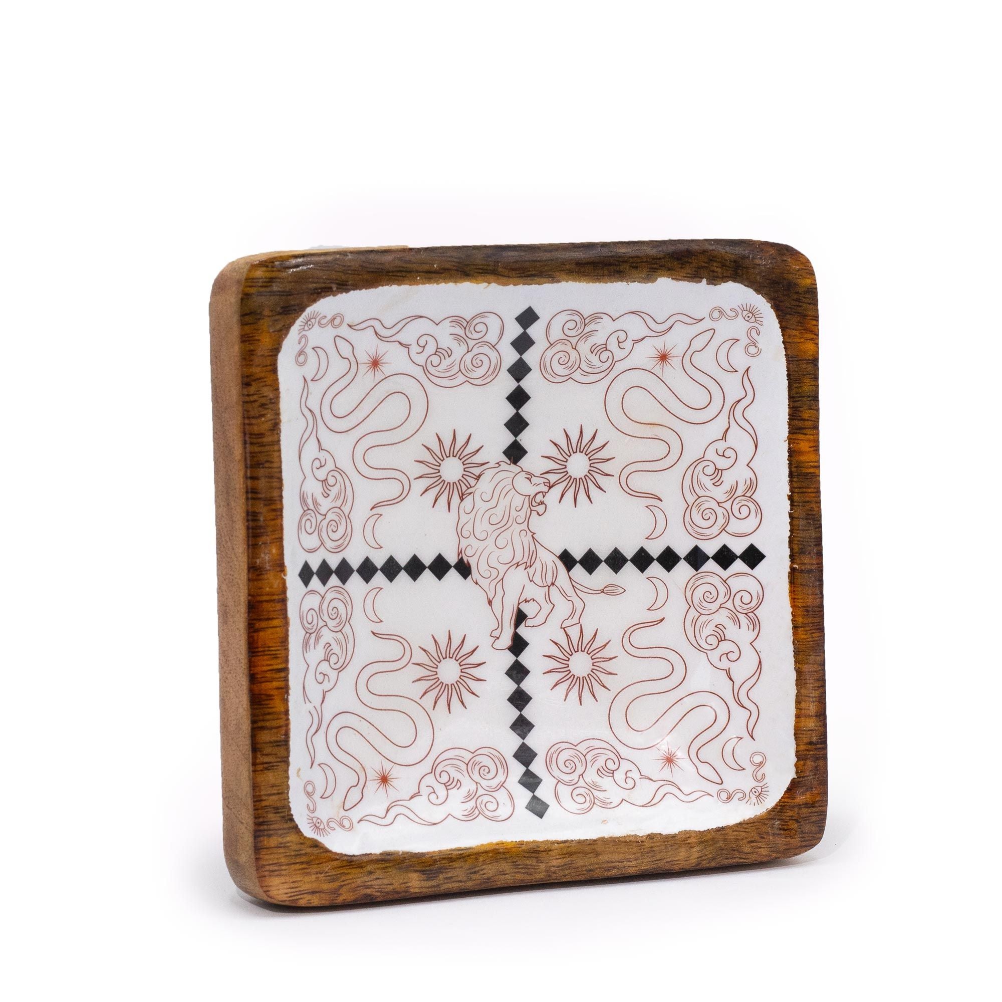 Hop Hare Big Enamelled Square Trinket Tray - Lion & Snakes
