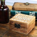 White Washed Wooden Box – 4x4 Aztec Design