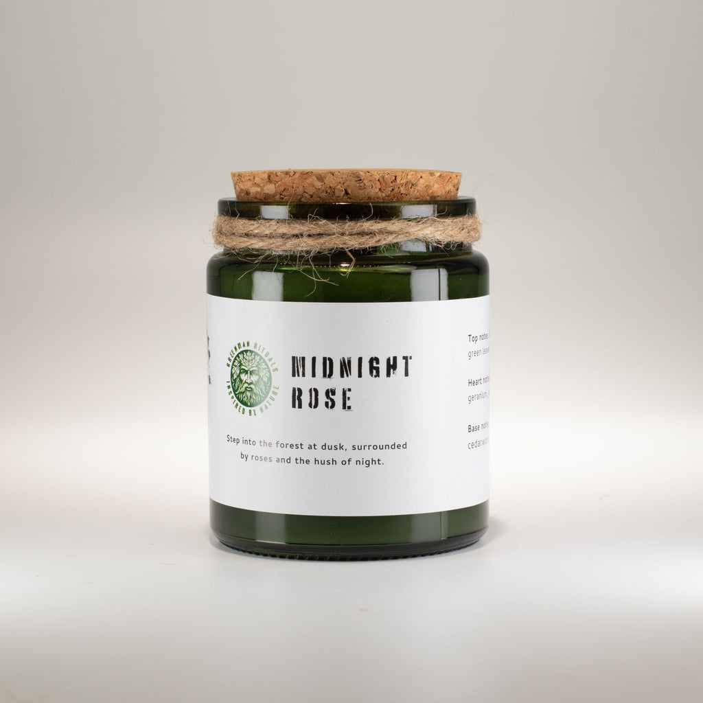 Greenman Woodwick Soy Candle – Midnight Rose