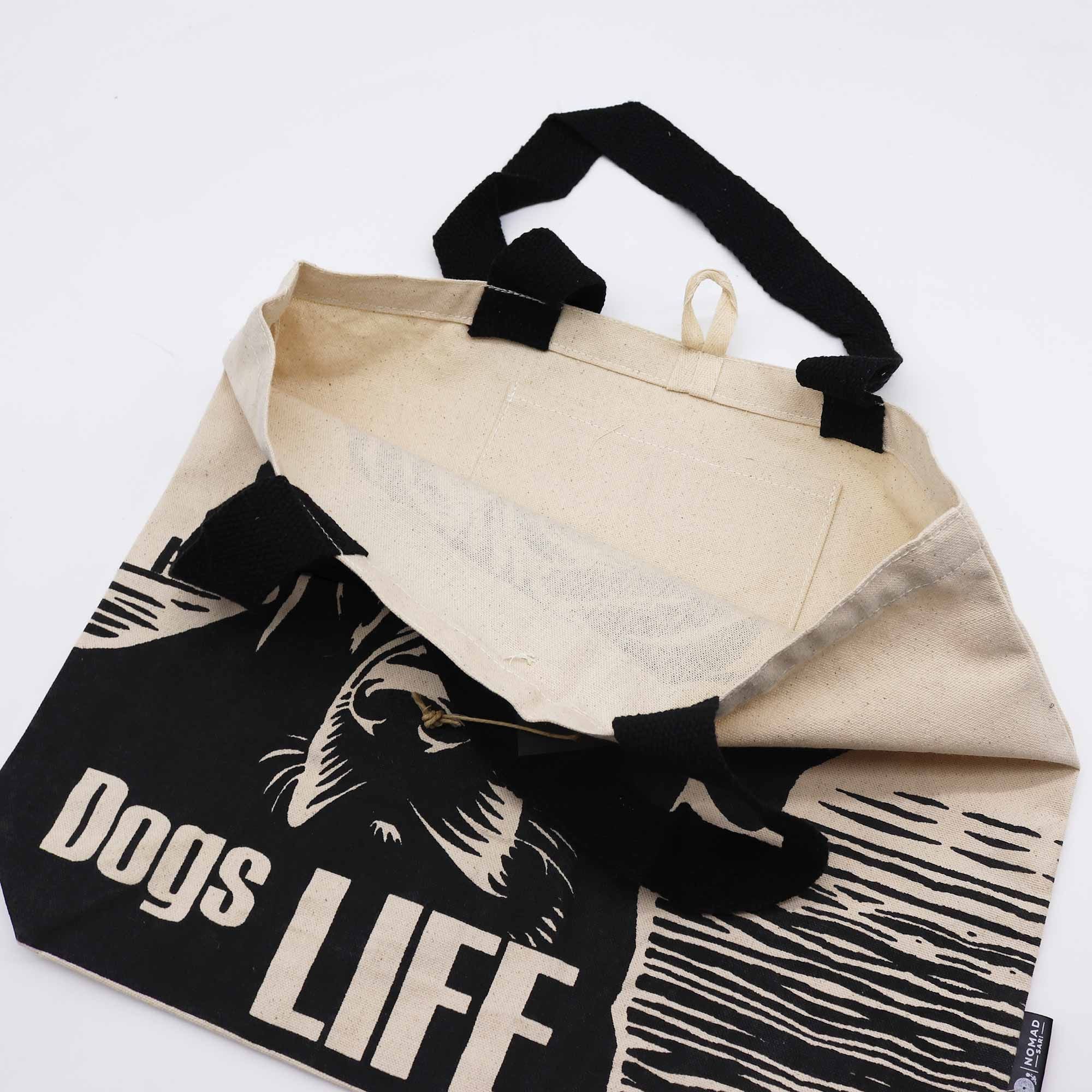 Nomad Sari Iconic Classic Tote Bag - It's a Dog's Life - White 10oz