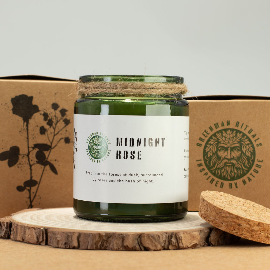 Greenman Woodwick Soy Candle – Midnight Rose