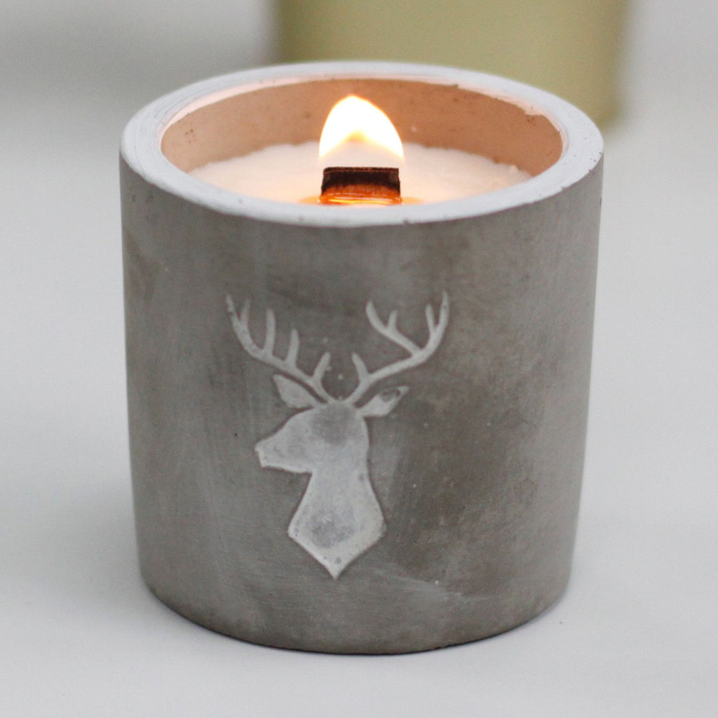 Concrete Wood Wick Candle – Whiskey & Woodsmoke (Medium)