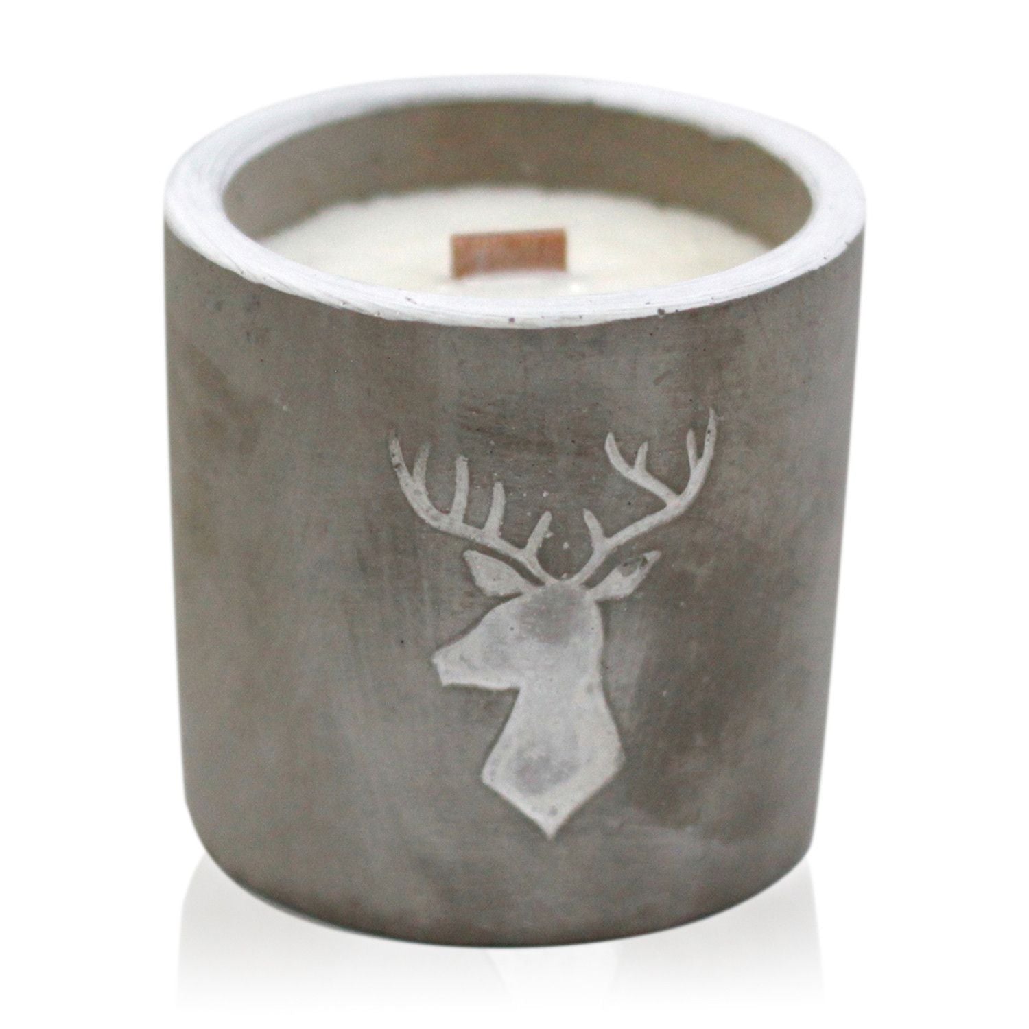 Concrete Wood Wick Candle – Whiskey & Woodsmoke (Medium)