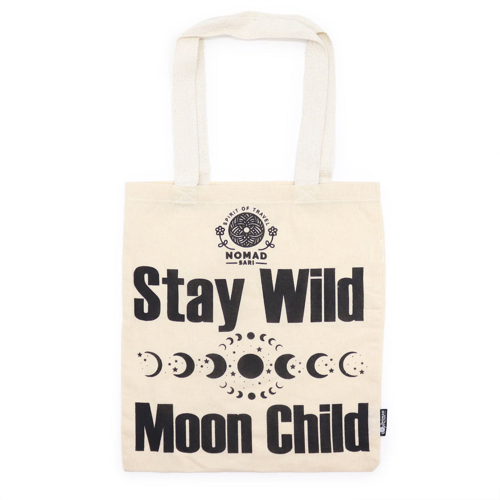 Nomad Sari Iconic Basic Tote Bag - Stay Wild, Moon Child - Natural 4oz