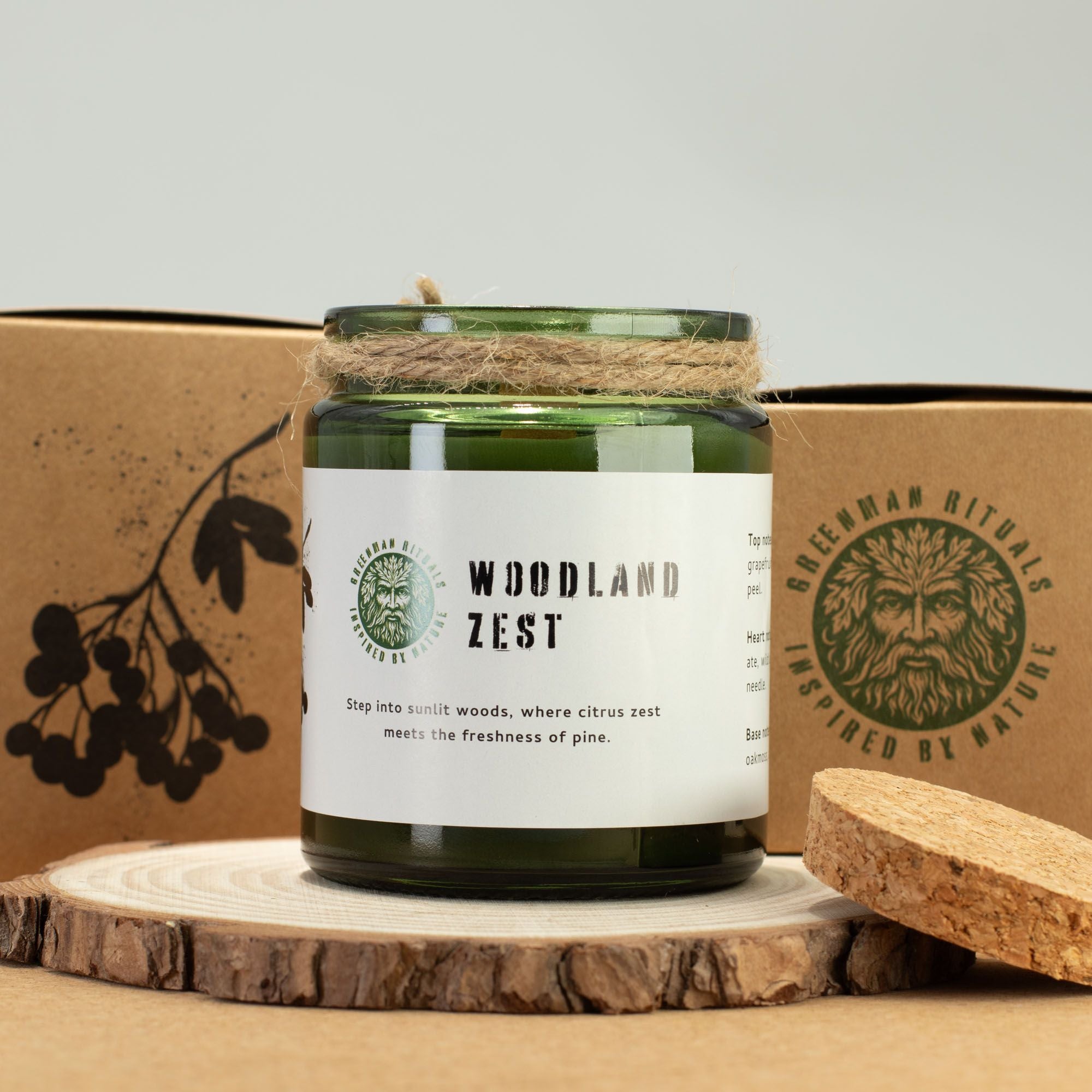 Greenman Woodwick Soy Candle – Woodland Zest