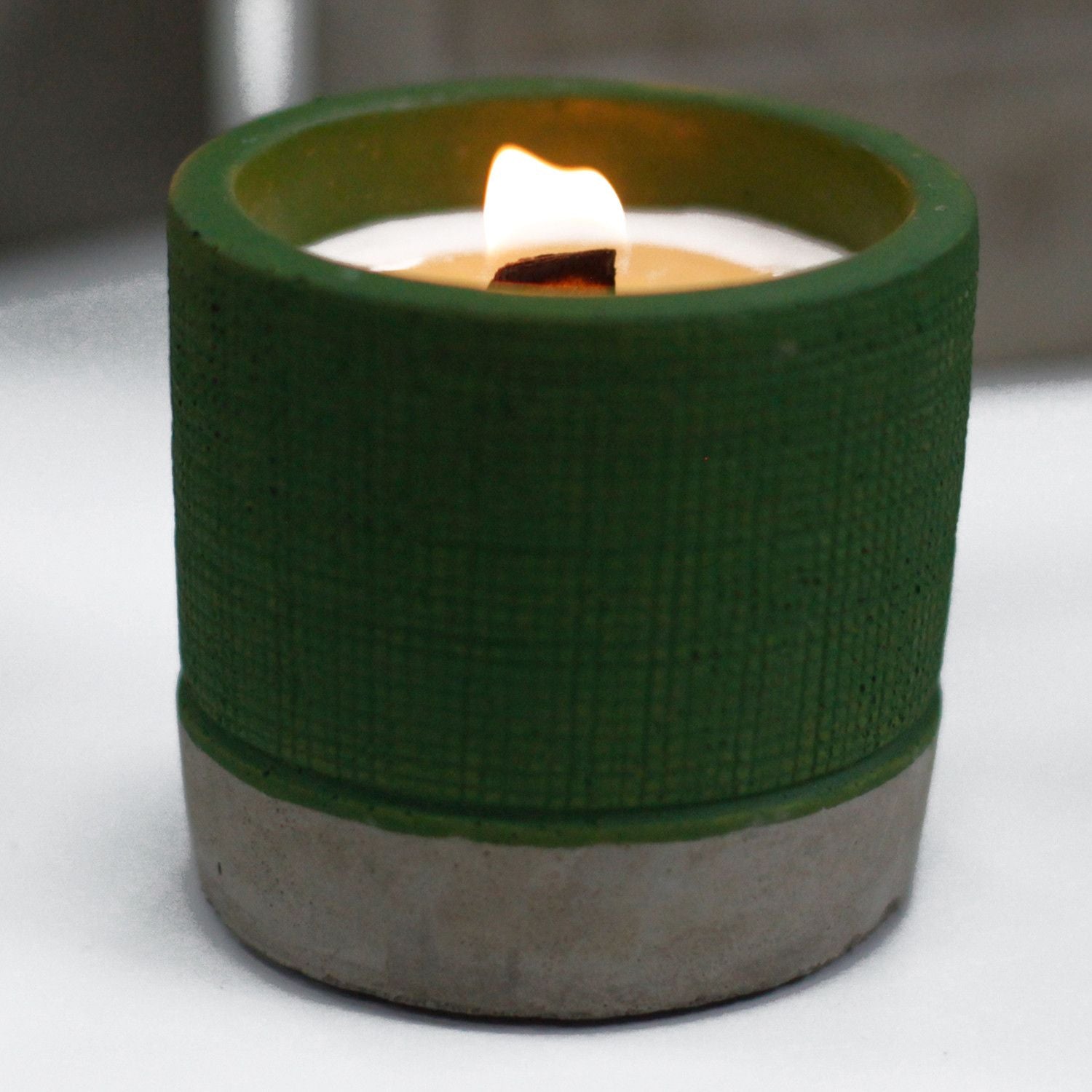 Concrete Wood Wick Candle – Sea Moss & Herbs (Small)