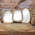 Set of 3 Pebble Shaped Mirrors - Light Wood Finish