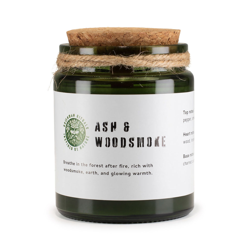 Greenman Woodwick Soy Candle – Ash & Woodsmoke