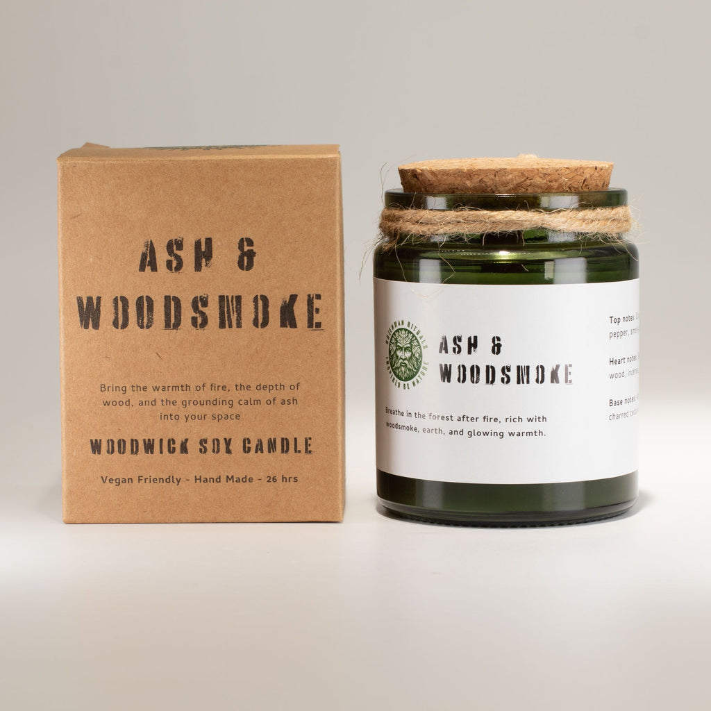 Greenman Woodwick Soy Candle – Ash & Woodsmoke